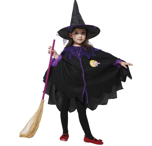 Halloween Wizard Shaped Dress Kid Cosplay Costume Set